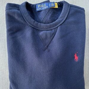 Classic Ralph Lauren Navy Sweatshirt with Red Logo